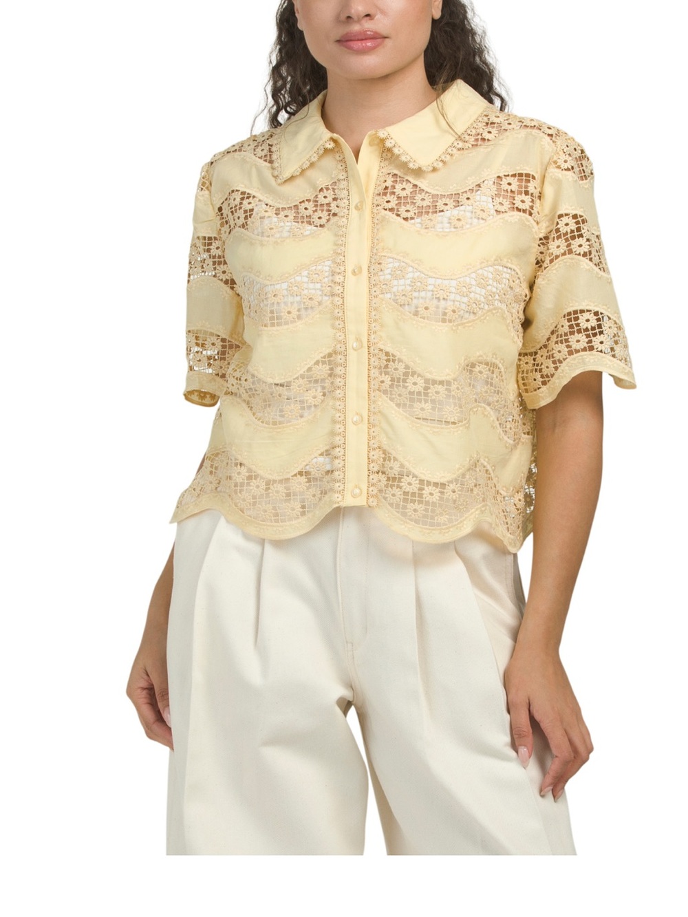 ULTRA PINK
eyelet short sleeve button up
